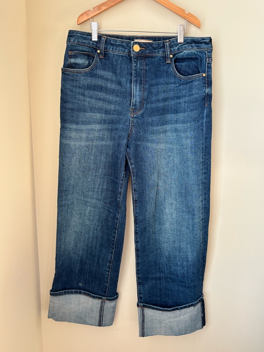 Kut from the Kloth Dark Blue Wide Leg Cuffed Jeans - Picture 2 of 5